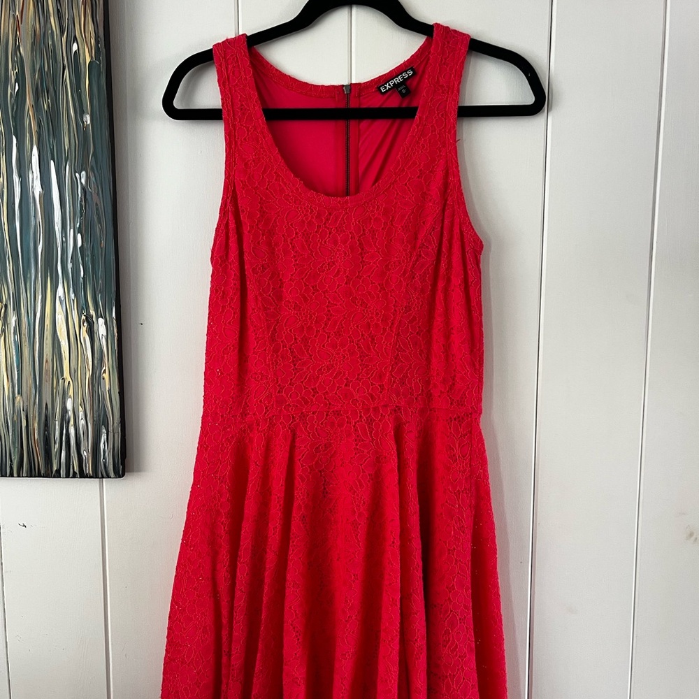 Coral -  Lace Sleeveless Dress